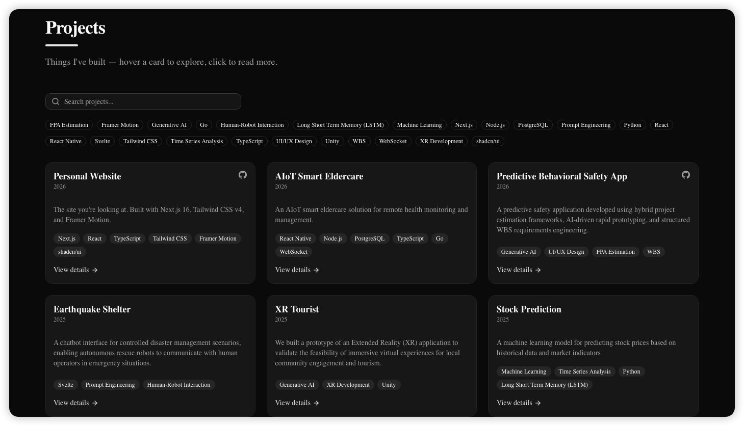 Projects section